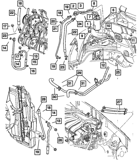 Air Conditioner and Heater Plumbing for 2006 Chrysler PT Cruiser #1