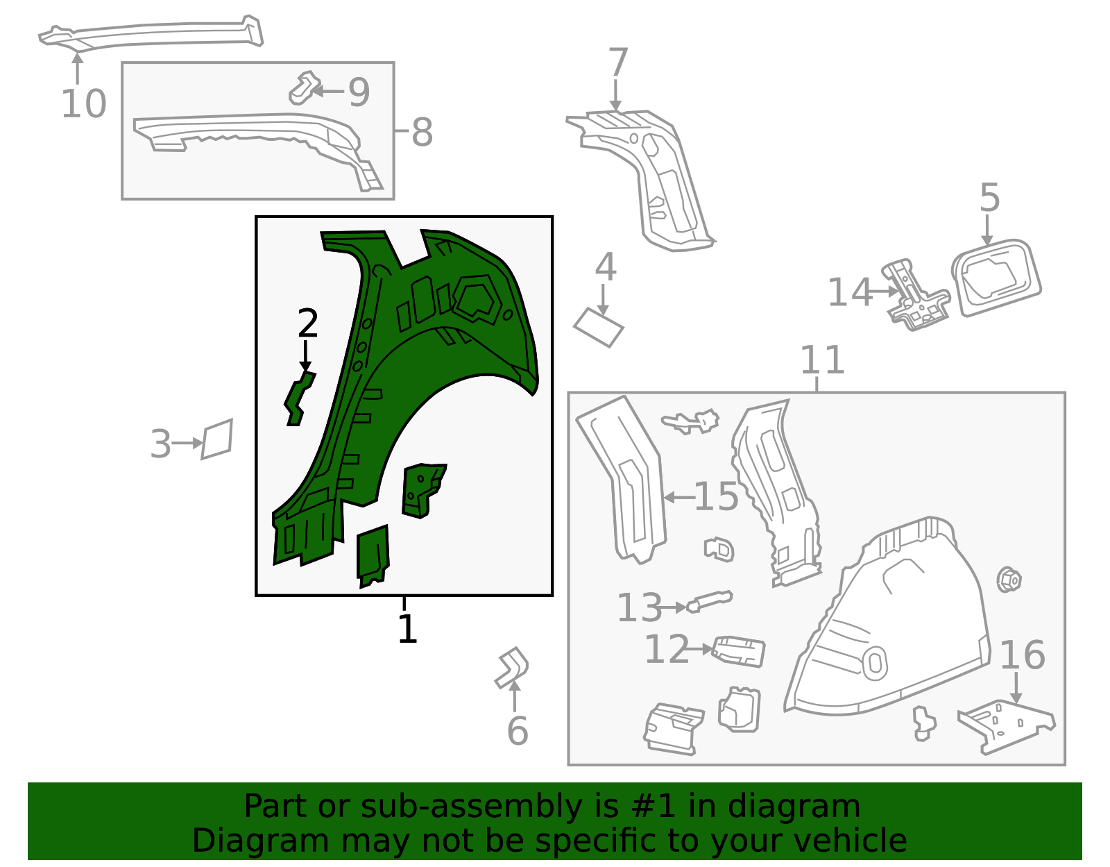 2011-2015 Chevrolet Volt Passenger Side Body Side Inner Panel 22923881 ...