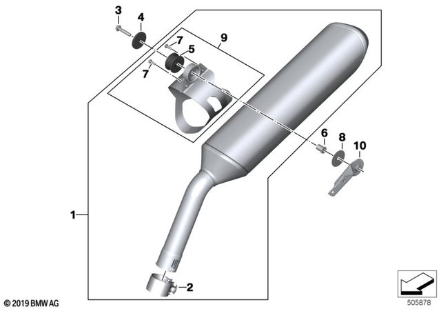 18518405097 - Exhaust System: Rear Muffler -  for BMW-Motorrad Image