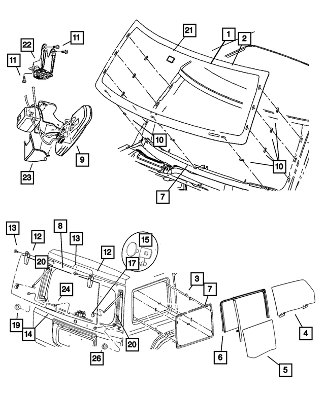 55396719AF - Glass: Rear Door Glass, Left for Mopar Image