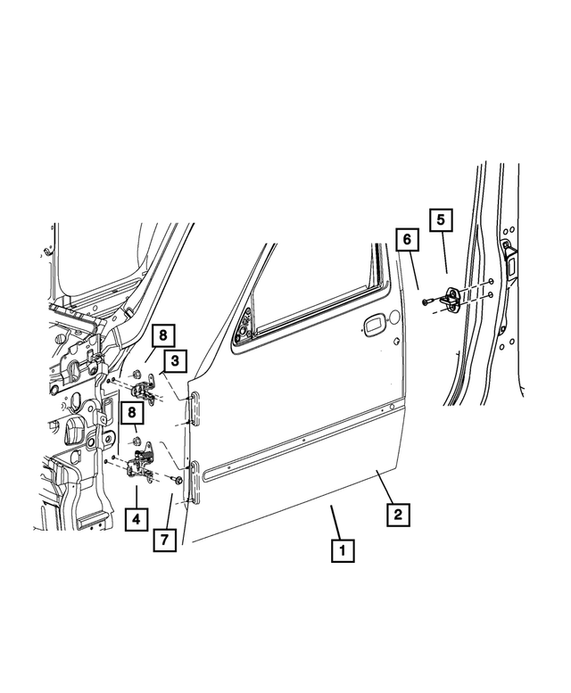 55360856AC - Doors, Door Mirrors and Related Parts: Front Door Outer Panel, Right for Mopar Image