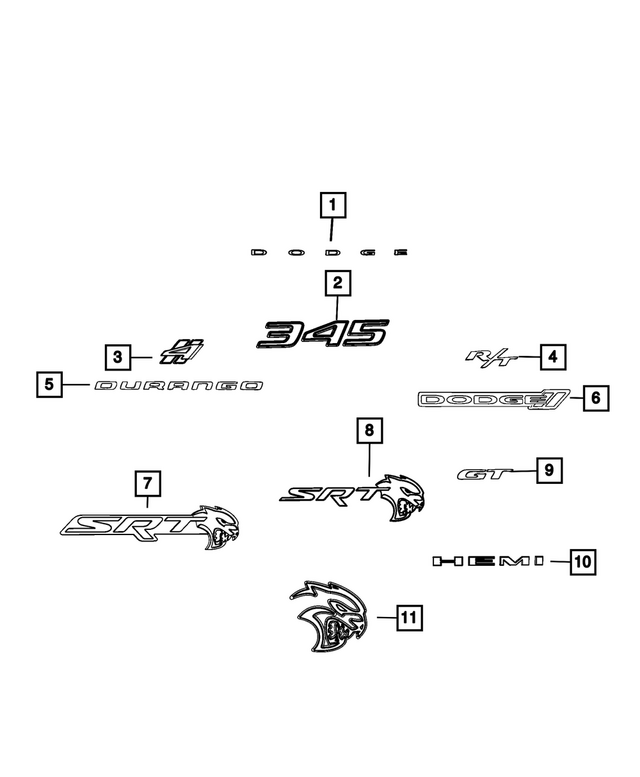 68502405AA - Exterior Ornamentation: Srt Nameplate for Mopar Image image