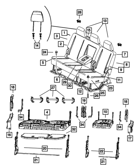 Rear Seats - Second Row for 2016 Ram 2500 #0
