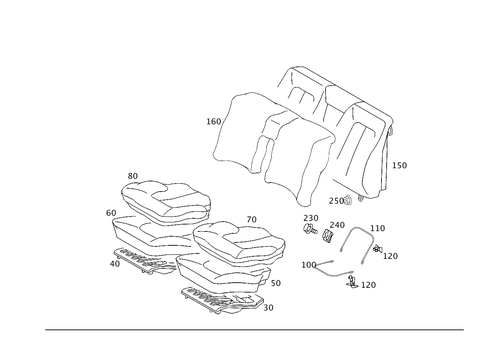 Rear Seat Cushion, Rear Backrest for 2002 Mercedes-Benz CL500 #0