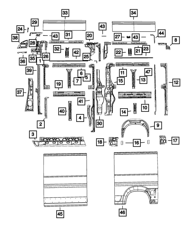 68109663AA - Body Sheet Metal Except Doors: Side Panel Reinforcement for Mopar Image