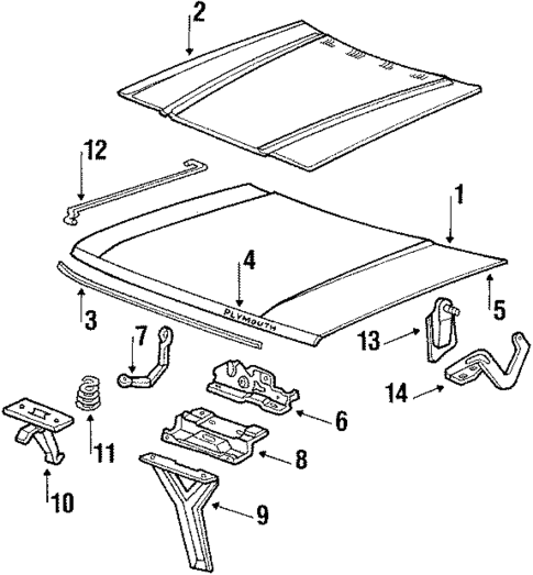 Hood & Components for 1984 Dodge Charger #0
