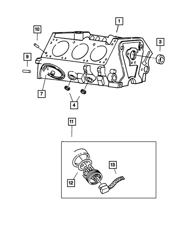 4713599AB - Engine 3.9L Six Cylinder: Short Block for Mopar Image