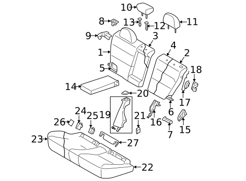 Rear Seat Components for 2005 Subaru Outback #0