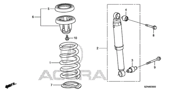 Rear Shock Absorber (1) for 2011 Acura ZDX #0