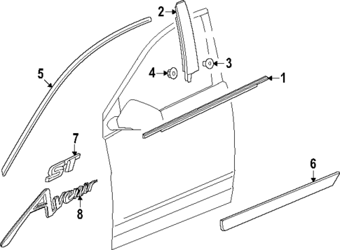 Exterior Trim - Front Door for 2025 Buick Enclave #0