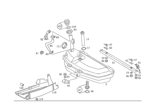 Fuel Tank with Detachable Parts for 1990 Mercedes-Benz 300TE #2
