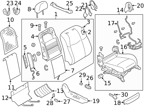 Passenger Seat Components for 2012 INFINITI M35h #1