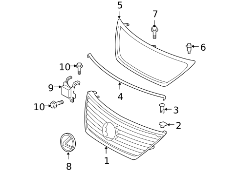 Grille & Components for 2008 Lexus LS600h #0