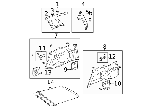 Interior Trim - Quarter Panels for 2005 Toyota Sequoia #0