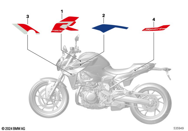 51145A738E1 - : Decor Radiator Cowl Left - Sport for BMW-Motorrad Image