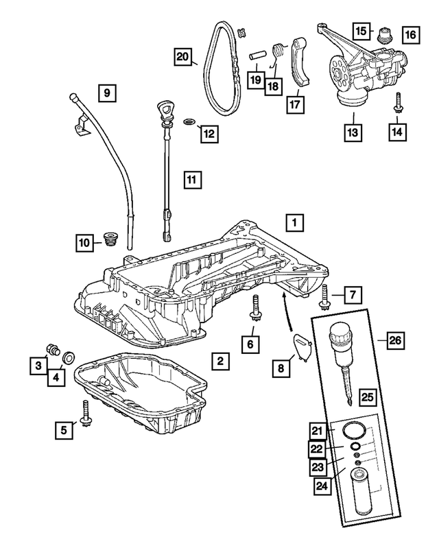 « 5097784AA – Engine 3.2L Single Over Head Cam 18 Valve V-6 [EGX] : Huile Carter, Supérieur pour Mopar Image »