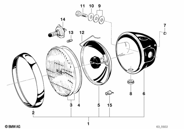 63121244404 - Lights: Headlight - Schwarz for BMW-Motorrad Image