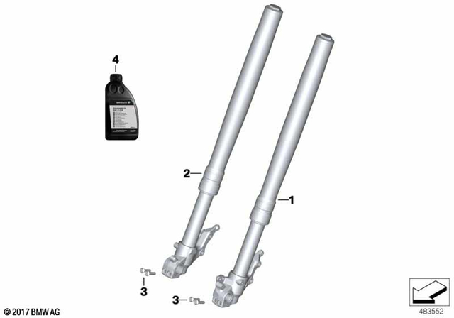 31429480346 - Front Axle, Front Suspension: Fork Rod, Black, Right -  for BMW-Motorrad Image