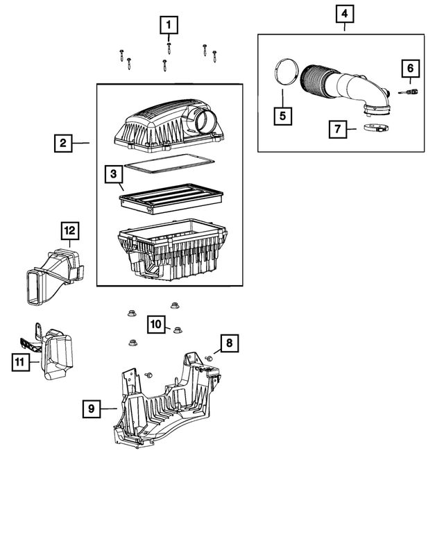 68449572AA - Fuel and Accelerator Pedal: Air Cleaner Duct for Mopar Image