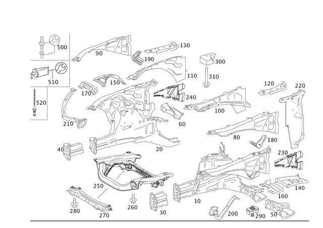 2216200387 - Cowl, Front Panel: Integral Carrier for Mercedes-Benz Image image