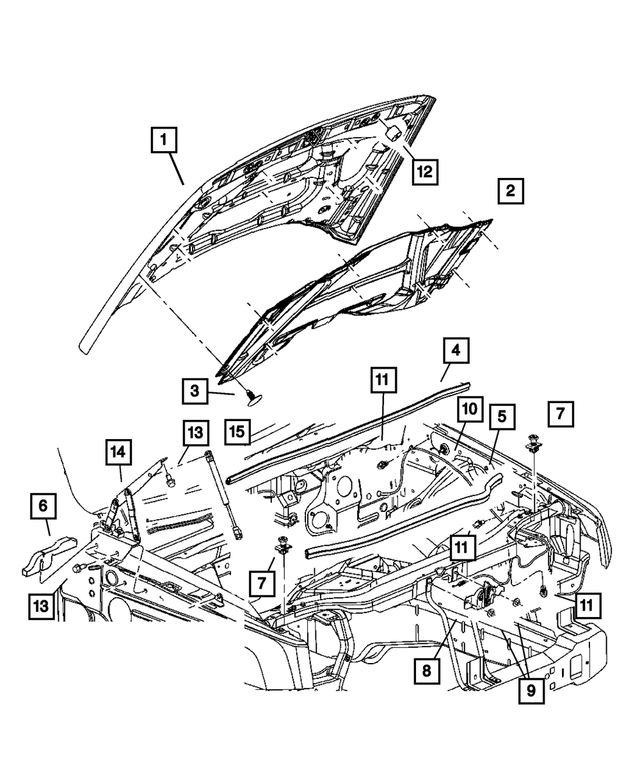 55396672AB - Body Sheet Metal Except Doors: Hood Weatherstrip for Mopar Image