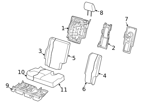Rear Seat Components for 2010 Dodge Journey #0