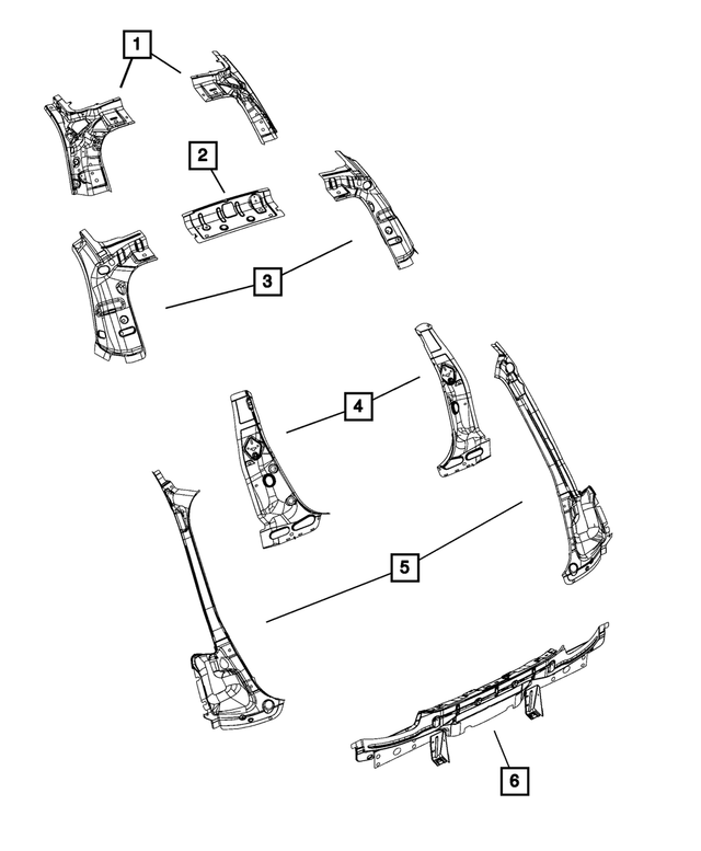 68071357AE - Body Sheet Metal Except Doors: C-pillar Reinforcement, Left for Mopar Image