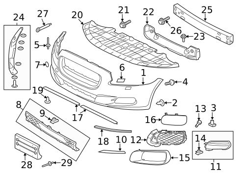 Bumper & Components - Front for 2013 Jaguar XJ #0