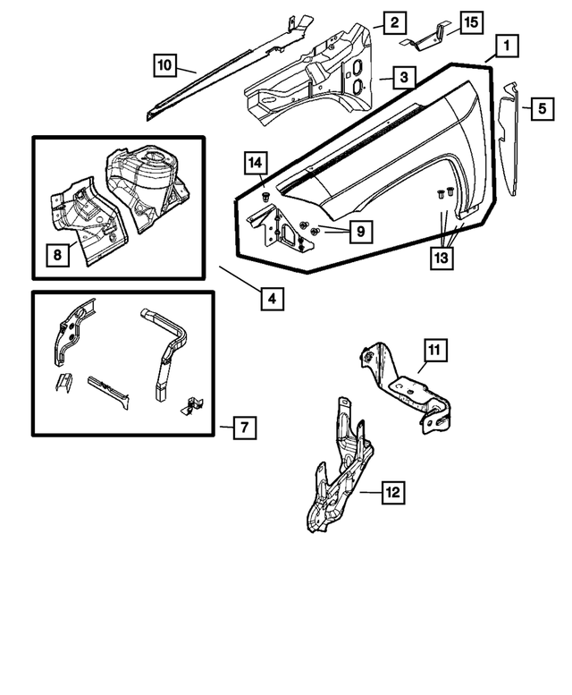 5054316AB - : Front Fender, Right for Mopar Image