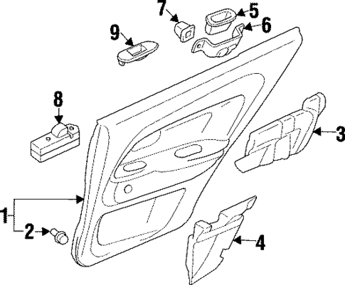Interior Trim - Rear Door for 1997 Mitsubishi Mirage #0