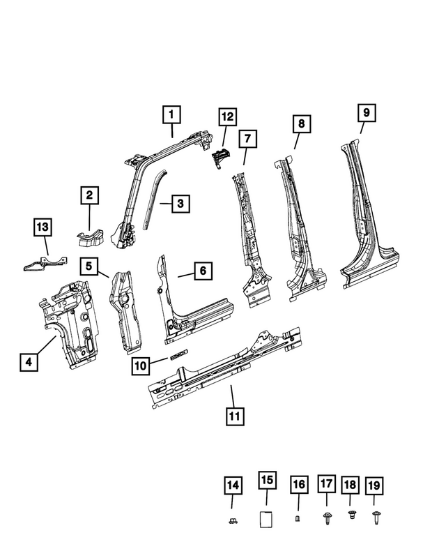 68352817AD - Body Sheet Metal Except Doors: A Pillar Baffle, Left for Mopar Image