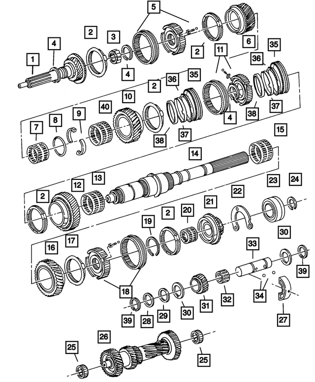 4874353 - Manual Transmission 5 Speed: First Gear Bearing for Dodge: Dakota, Ram 1500, Ram 2500, Ram 3500 | Jeep: Liberty, Wrangler Image