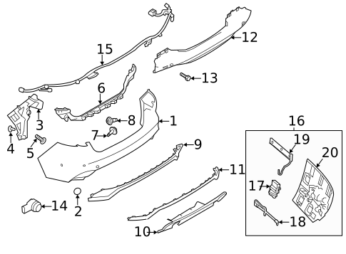 Bumper & Components - Rear for 2020 Jaguar XE #0