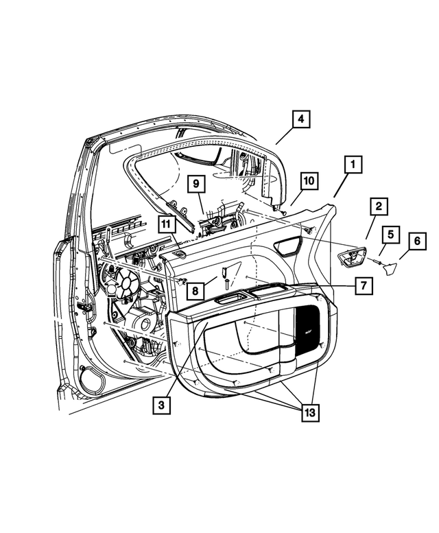 1BE75XDVAC - Interior Trim: Front Door Trim Panel, Left for Mopar Image