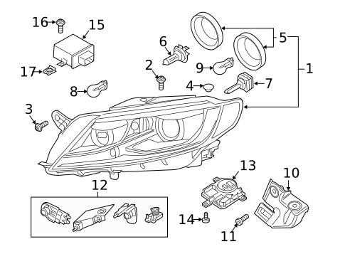 Headlamp Components for 2013 Volkswagen CC #1
