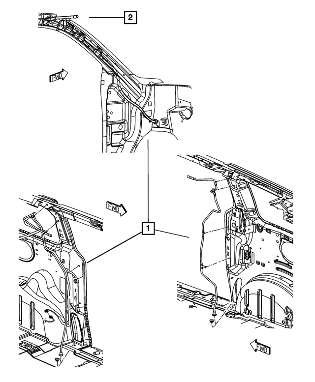 4894622AD - Body Sheet Metal Except Doors: Sunroof Drain Hose, Right Rear for Mopar Image
