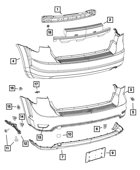 Rear Bumper and Fascia for 2014 Dodge Journey #0