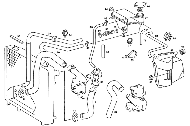 69970490 - Radiator: Clamp for Mercedes-Benz: 190, 190D, 190E, 200, 200D, 260E, 280E, 280SE, 300CE, 300D, 300E, 300SE, 300SEL, 300TD, 300TE, 380SEC, 380SEL, 400E, 500E, 560SEC, 560SEL, 560SL, C230, ML320, ML430, ML55 AMG Image image