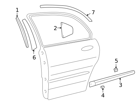Exterior Trim - Rear Door for 2005 Kia Optima #0