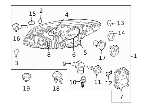 Headlamp Components for 2010 Volvo C30 #3