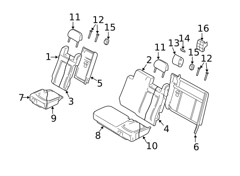 Rear Seat Components for 2005 Lincoln Navigator #1