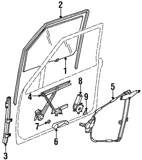 Glass - Front Door for 1991 Isuzu Rodeo #1