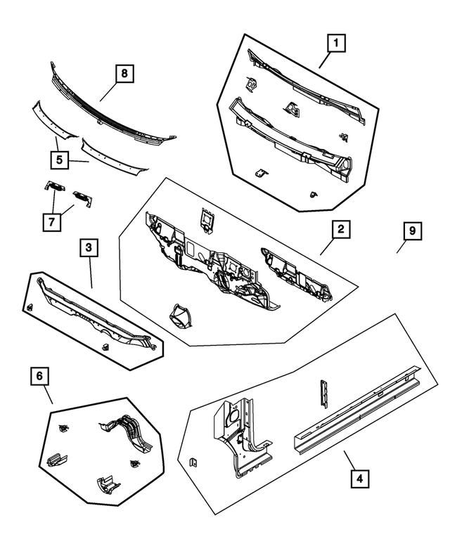 5067841AH - Body Sheet Metal Except Doors: Dash Panel for Mopar Image