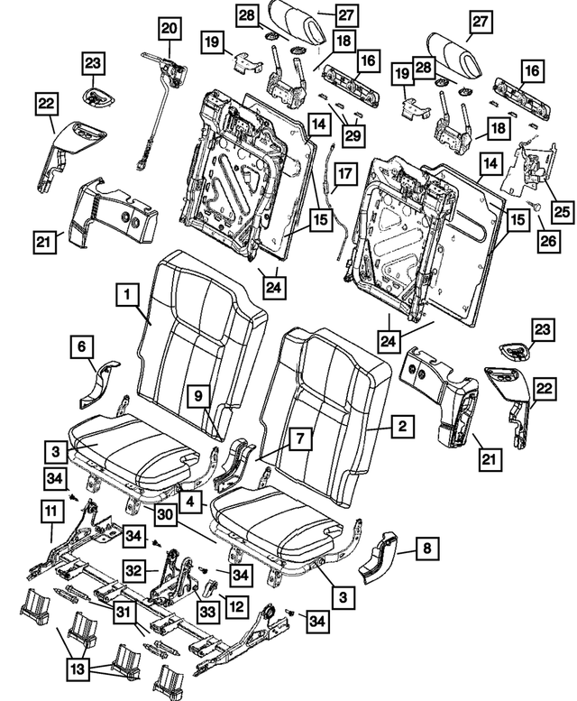 1DU631J3AA - Interior Trim: Rear Seat Cushion Cover for Mopar Image