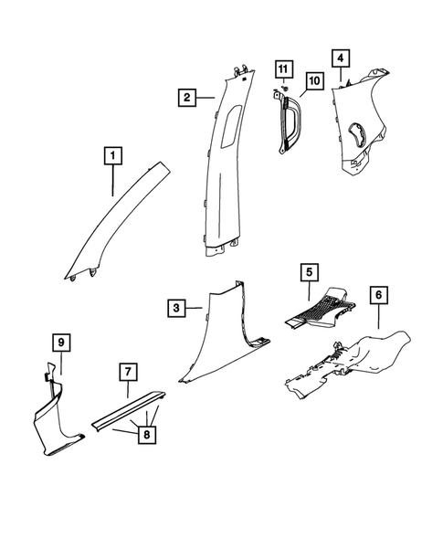 Panels-Moldings-Scuff Plates, Pillar, Cowl, 1/4 Panel Trim and Cargo Covers for 2015 Dodge Durango #1