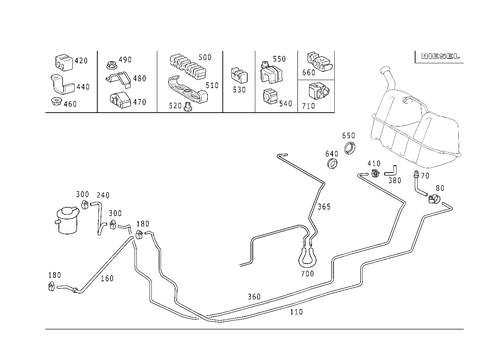 Fuel Lines, Diesel Vehicles for 1999 Mercedes-Benz E430 #1