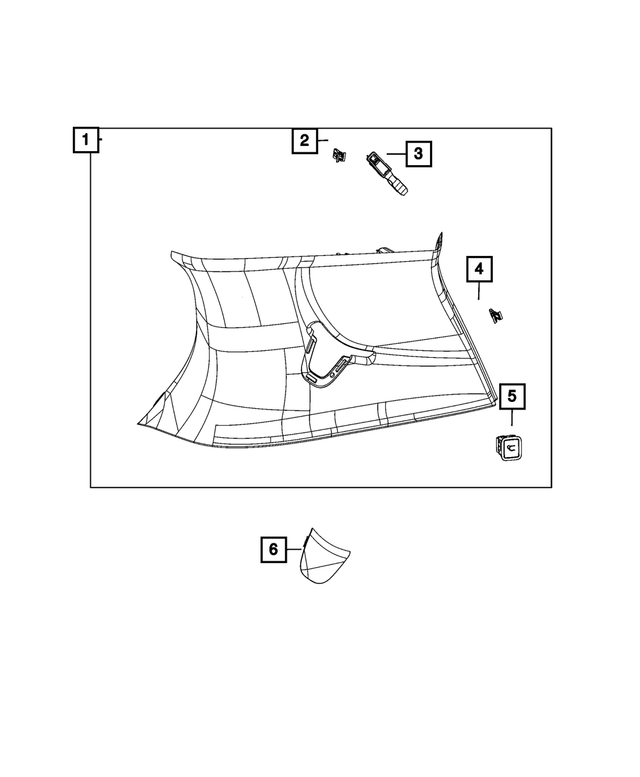 5RJ16DX9AE - Interior Trim: D Pillar Molding, Right for Mopar Image image