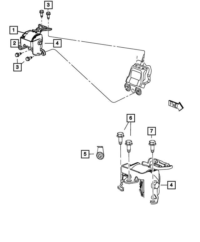 5105465AF - 2.0L DOHC 16V E22; Engine: Transmission Mount Bracket for Jeep: Compass, Patriot Image