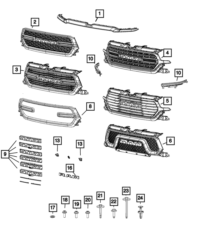 « 68412152AC –  : Radiateur Calandre pour Mopar Image »
