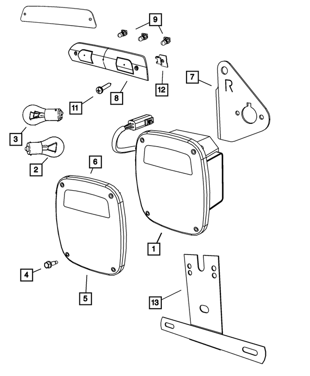 55055270 - Electrical: Tail Stop Turn Lamp, Right for Mopar Image
